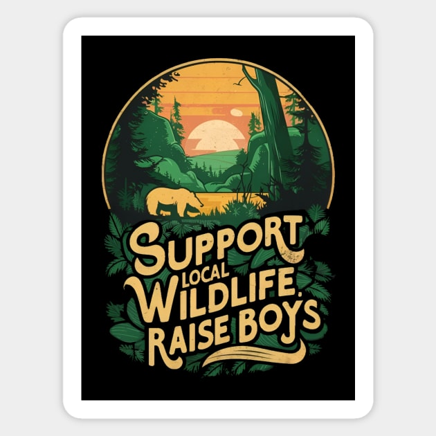 Mom of boys wildlife Sticker by Humor Me tees.